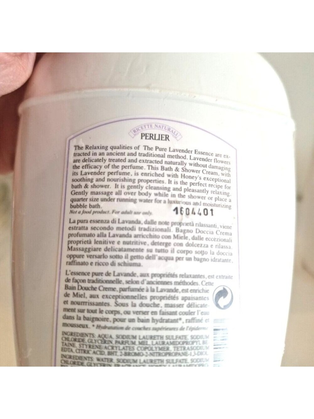 Lavender Honey Bath & Shower Cream Perlier 250mL 8.4 fl oz Made In Italy - Picture 3 of 6